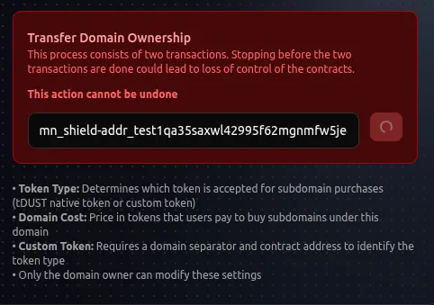 Domain transfer address paste
